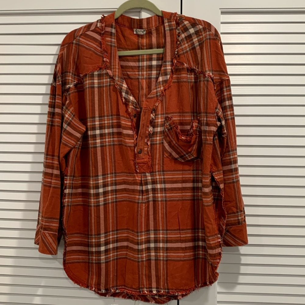 EUC Free People‎ Intimately plaid side splits tunic size XS